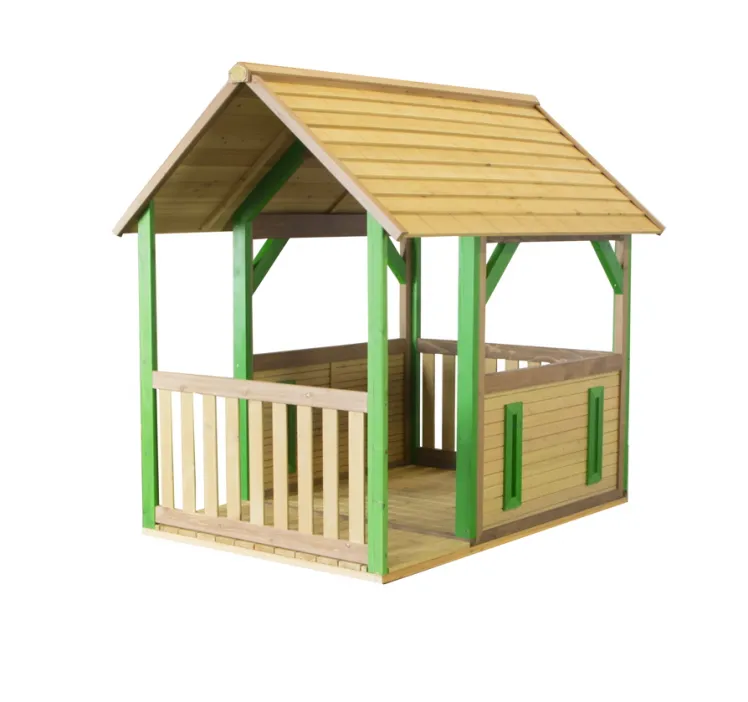 Holz Kinder-Spielhaus offenes Kinder-Holzhaus mit Veranda & Fuboden